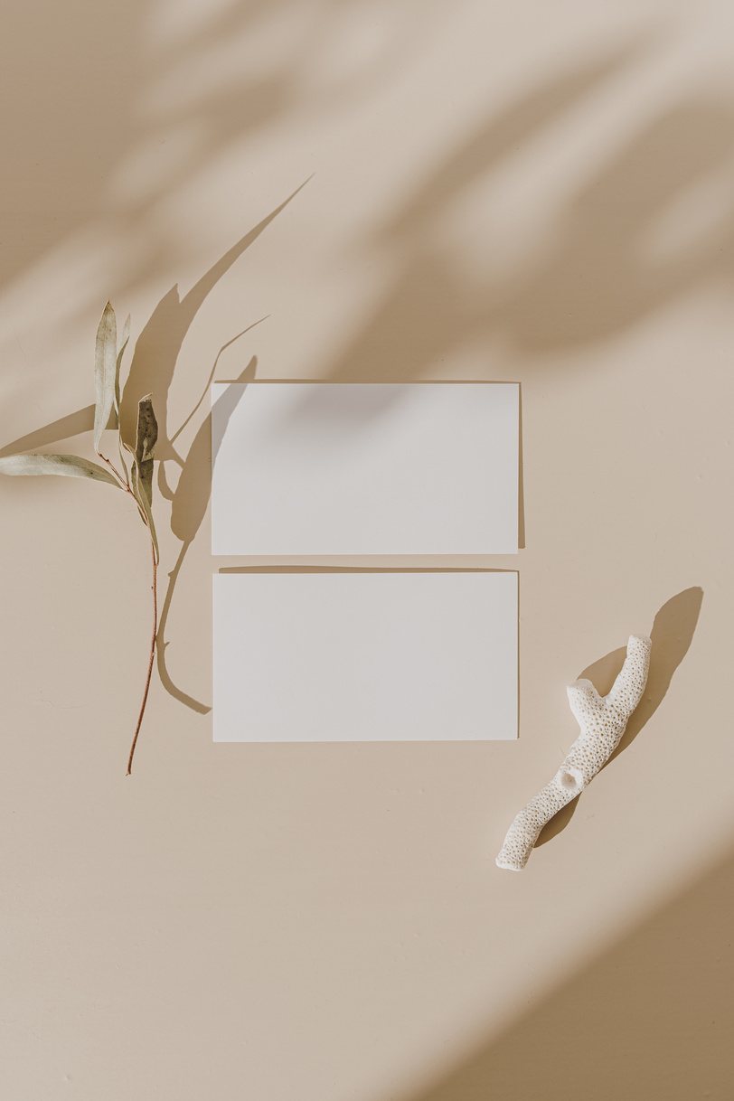 Blank Business Cards on Beige Background